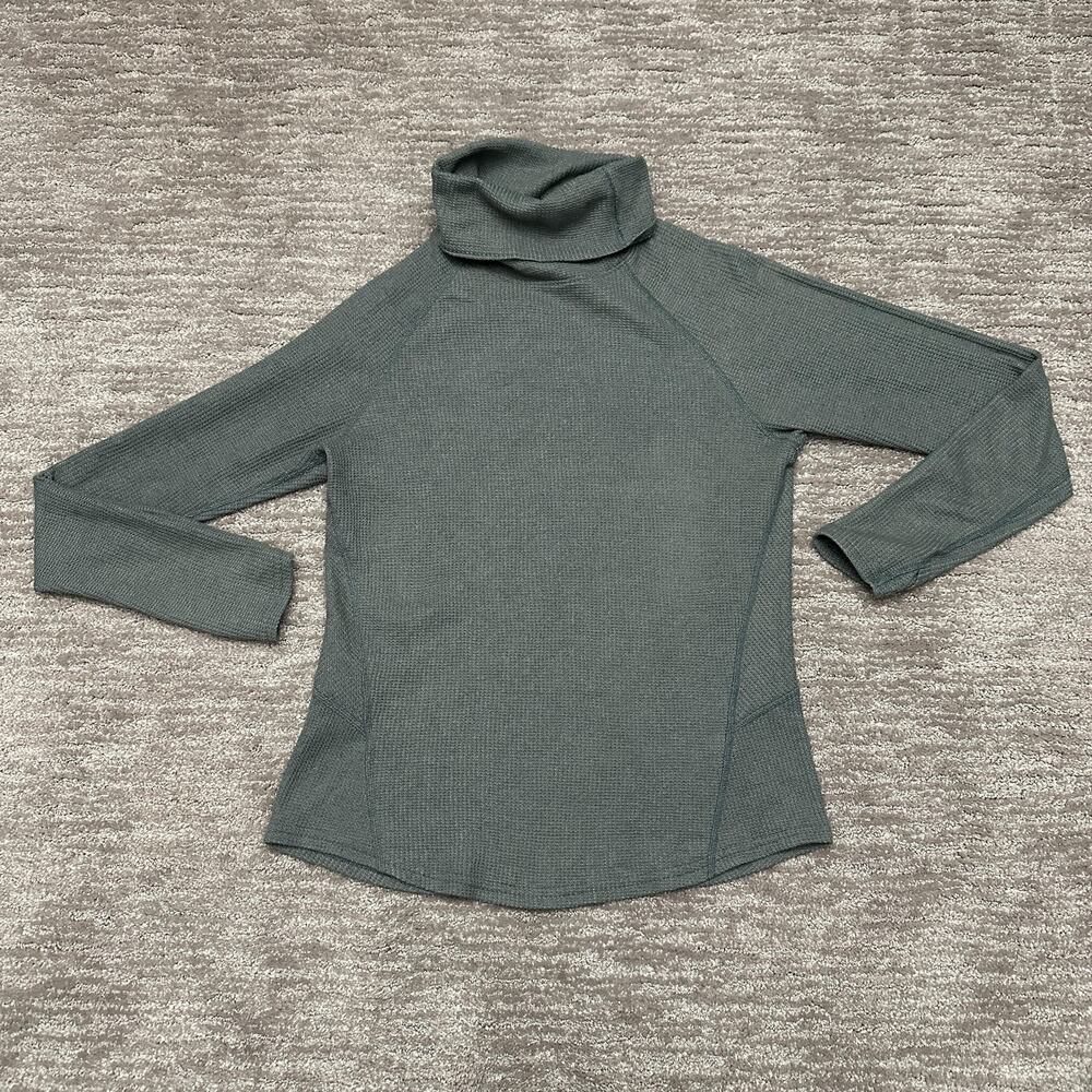 Kuhl Shirt Womens Medium Green Waffle Knit Petra Turtleneck Base Layer Hiking